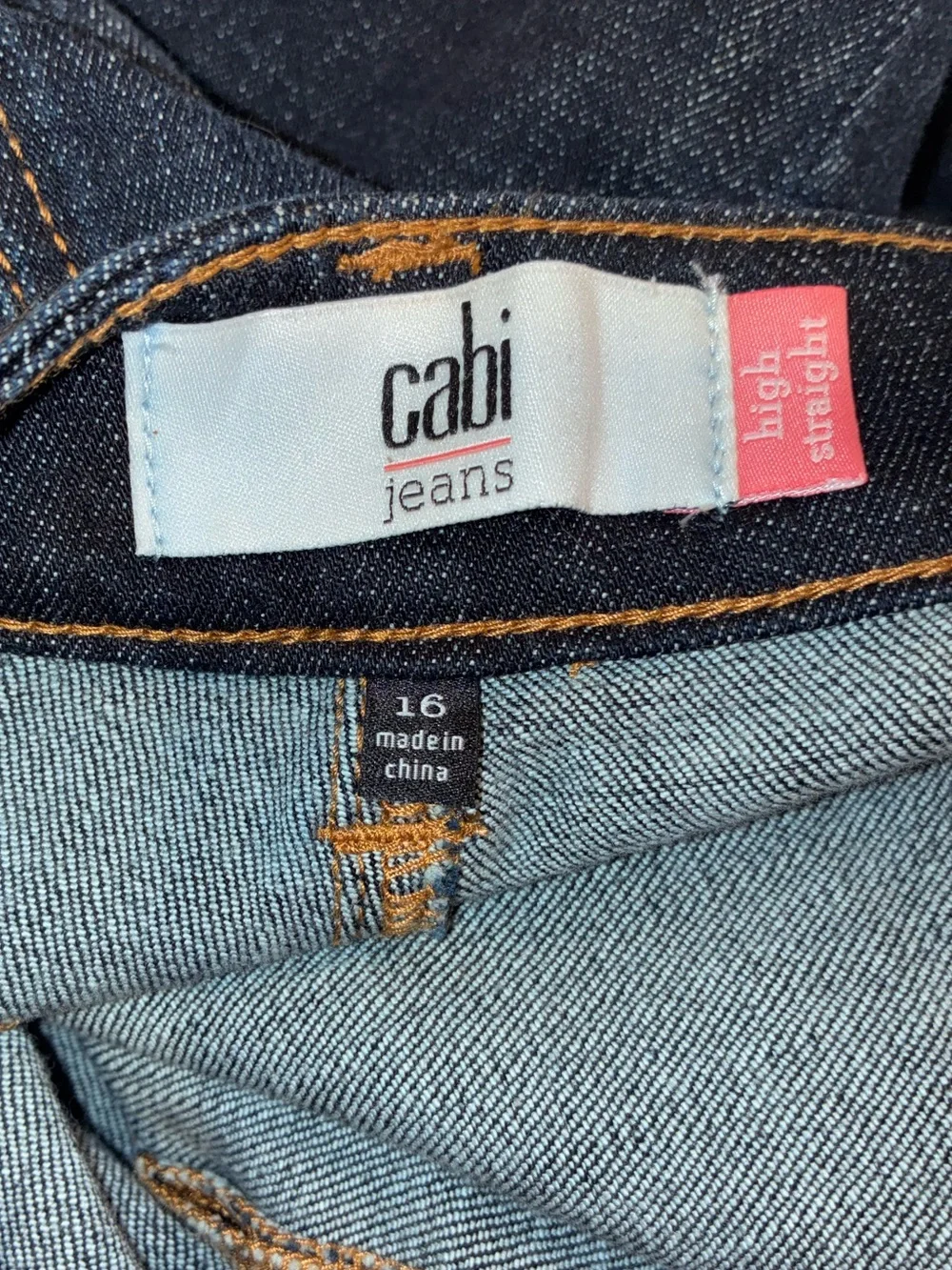 Cabi High Straight Blue Denim Stretch Jeans Style 3386